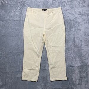 Mario Serrani Italy Pull On Pants Womens L Yellow Pinstripe Cropped‎